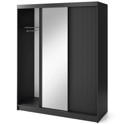 Tükrös gardróbszekrény tolóajtókkal 180 cm CALYPTRA - fekete
