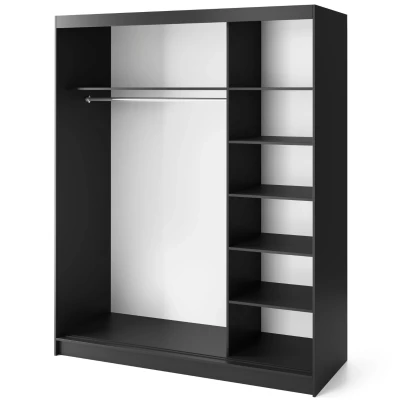 Tükrös gardróbszekrény tolóajtókkal 180 cm CALYPTRA - fekete