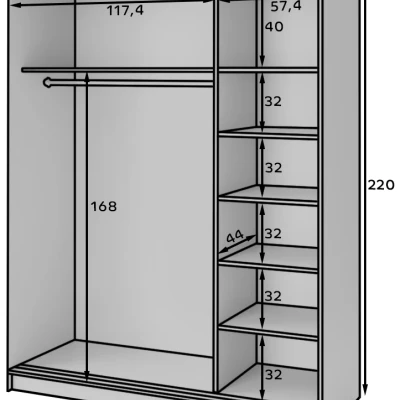 Tükrös gardróbszekrény tolóajtókkal 180 cm CALYPTRA - fekete