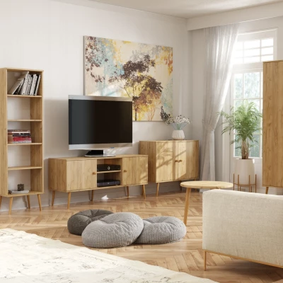 Kombinált szekrény 100 cm NILSA - kézműves tölgyfa arany / barna