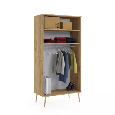 Kombinált szekrény 100 cm NILSA - kézműves tölgyfa arany / barna