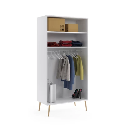 Kombinált szekrény 100 cm NILSA - fehér / barna