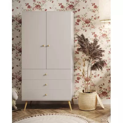 Gyerek kétajtós szekrény 100 cm NILSA - kasmír / barna
