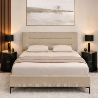 Kárpitozott ágy 140x200 SOLENNE - bézs / fekete
