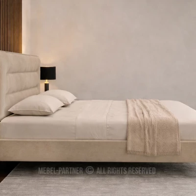 Kárpitozott ágy 140x200 SOLENNE - bézs / fekete