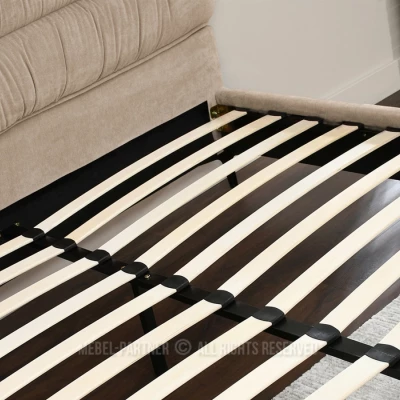Kárpitozott ágy 140x200 SOLENNE - bézs / fekete
