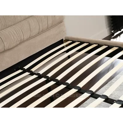 Kárpitozott ágy 140x200 SOLENNE - bézs / fekete
