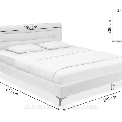 Kárpitozott ágy 140x200 SOLENNE - bézs / fekete