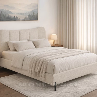 Franciaágy 140x200 KAELIRA - szürke-bézs / fekete