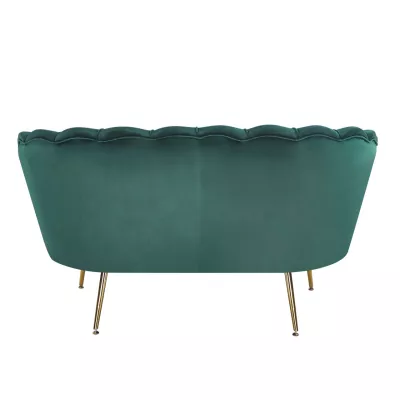 Elegáns kétszemélyes kanapé IGLIKA - zöld / arany lábak