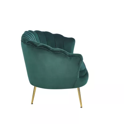 Elegáns kétszemélyes kanapé IGLIKA - zöld / arany lábak