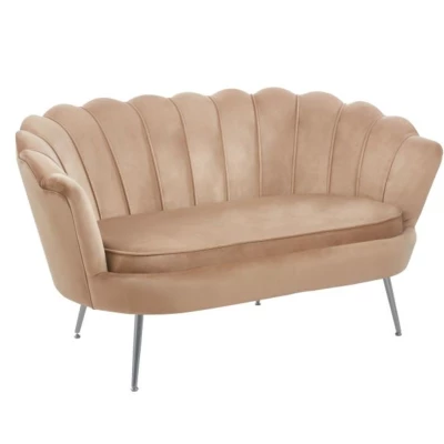Elegáns kétszemélyes kanapé IGLIKA - cappuccino / ezüst lábak