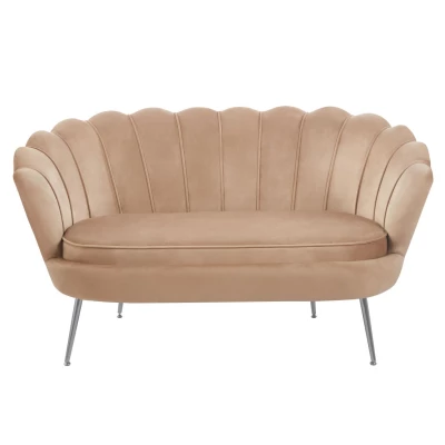 Elegáns kétszemélyes kanapé IGLIKA - cappuccino / ezüst lábak