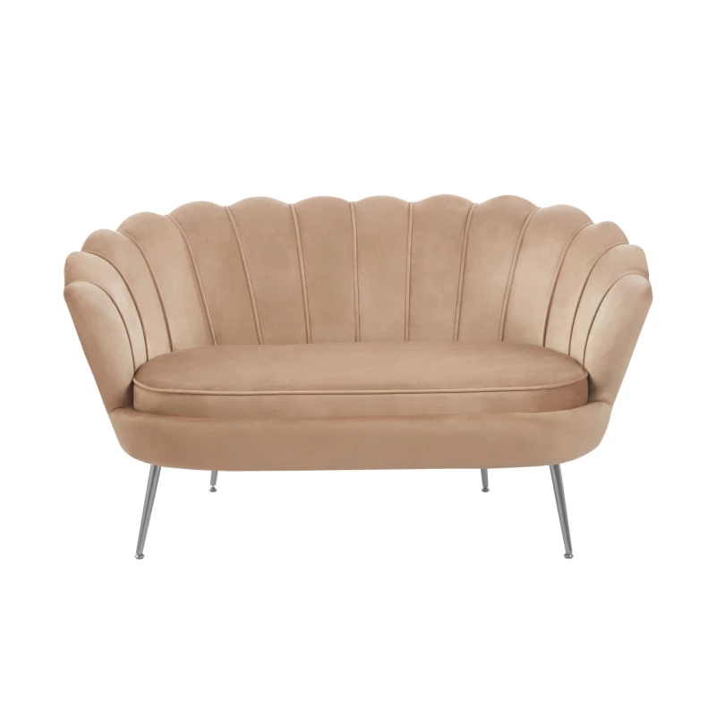 Elegáns kétszemélyes kanapé IGLIKA - cappuccino / ezüst lábak