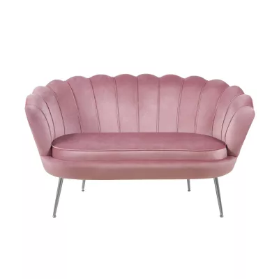 Elegáns kétszemélyes kanapé IGLIKA - rózsaszín / ezüst lábak