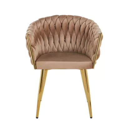 ZYPHIRA kárpitozott designer szék - cappuccino / arany