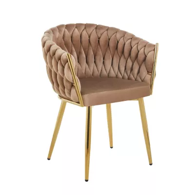 ZYPHIRA kárpitozott designer szék - cappuccino / arany