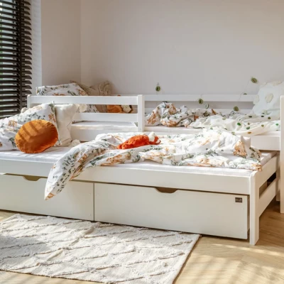 Gyerekágy pótággyal és tárolóhellyel HERMIONA - 90x200, fehér