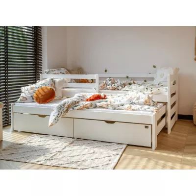 Gyerekágy pótággyal és tárolóhellyel HERMIONA - 90x200, fehér