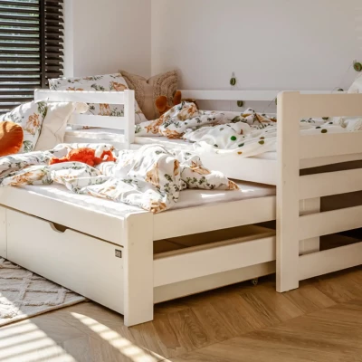 Gyerekágy pótággyal és tárolóhellyel HERMIONA - 90x200, fehér