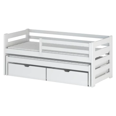 Gyerekágy pótággyal és tárolóhellyel HERMIONA - 90x200, fehér