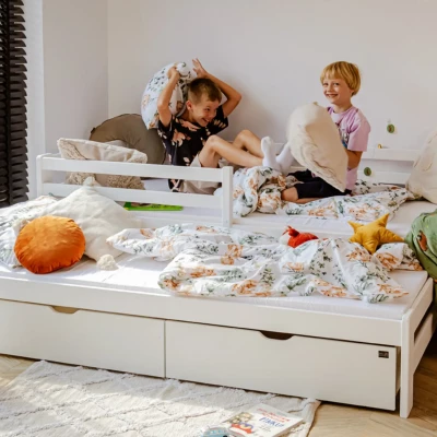 Gyerekágy pótággyal és tárolóhellyel HERMIONA - 90x200, fehér