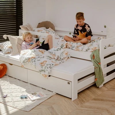 Gyerekágy pótággyal és tárolóhellyel HERMIONA - 90x200, fehér