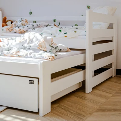 Gyerekágy pótággyal és tárolóhellyel HERMIONA - 90x200, fehér