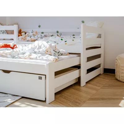 Gyerekágy pótággyal és tárolóhellyel HERMIONA - 90x200, fehér