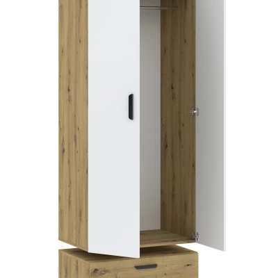 Kétajtós szekrény 74 cm fiókokkal RICHLAND - artisan tölgyfa