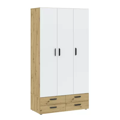 Háromajtós gardróbszekrény 111 cm fiókokkal RICHLAND - artisan tölgyfa