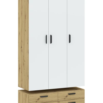 Háromajtós gardróbszekrény 111 cm fiókokkal RICHLAND - artisan tölgyfa
