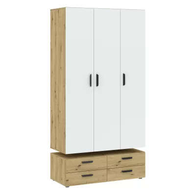 Háromajtós gardróbszekrény 111 cm fiókokkal RICHLAND - artisan tölgyfa