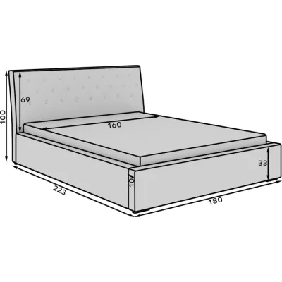 Kárpitozott ágy 160x200 NEPHELE 1 - szürke