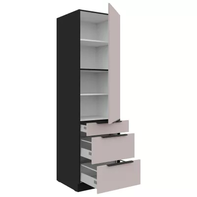 AGAFIJA fiókos élelmiszerszekrény - szélesség 60 cm, kasmír / fekete