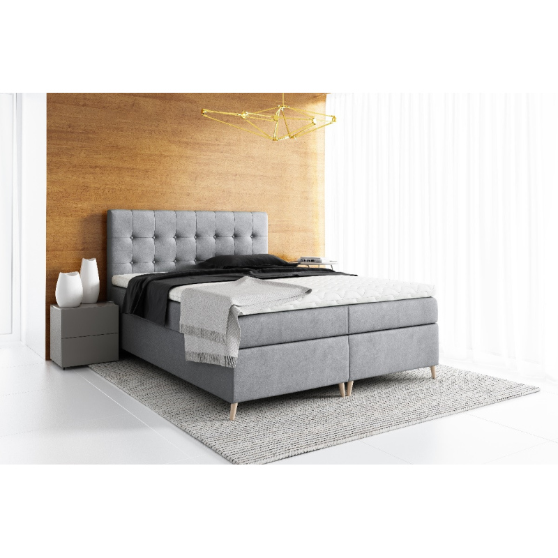 Komala elegáns kárpitozott ágy tárolóval sötétszürke 180x200 + ingyenes topper