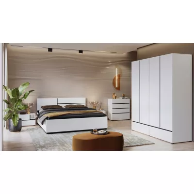Franciaágy 160x200 GLENROSE tárolóhellyel - fehér / fekete