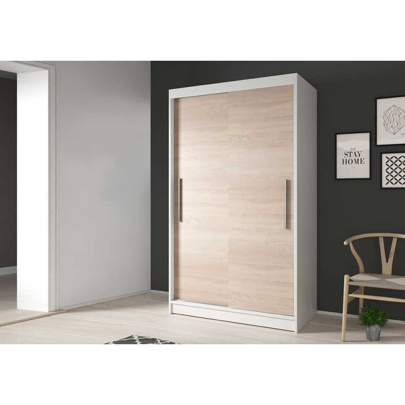 Modern gardrób Zorea 04 120 cm, fehér, sonoma tölgy