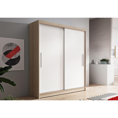 Vala gardróbszekrény 150 cm, sonoma tölgy korpusz, fehér ajtók