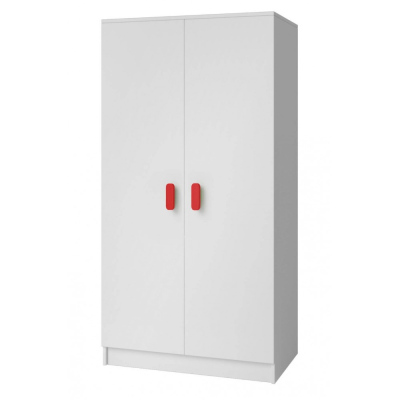 Kétajtós gyerekszobai szekrény SVEN 1, fogantyúkkal - szélesség 80 cm, piros