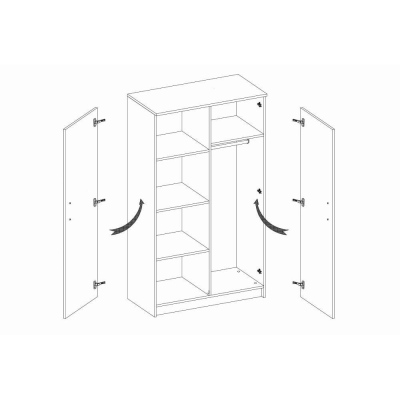 Kétajtós gyerekszobai szekrény SVEN 1, fogantyúkkal - szélesség 80 cm, piros