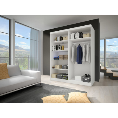 Zorea 05 modern gardróbszekrény tükörrel 120 cm, sonoma tölgy korpusz, fehér ajtók