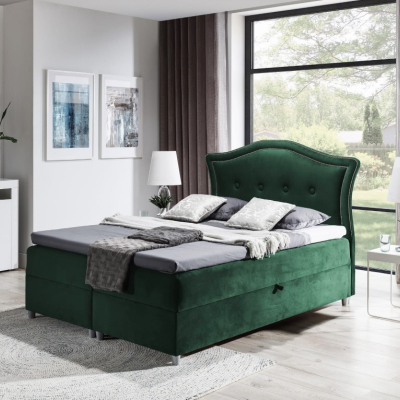 Bradley elegáns és rusztikus ágy 200x200, zöld + TOPPER