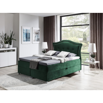 Bradley elegáns és rusztikus ágy 200x200, zöld + TOPPER