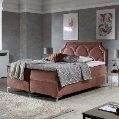 Cassandra fényűző ágy 160x200, fakó rózsaszín
