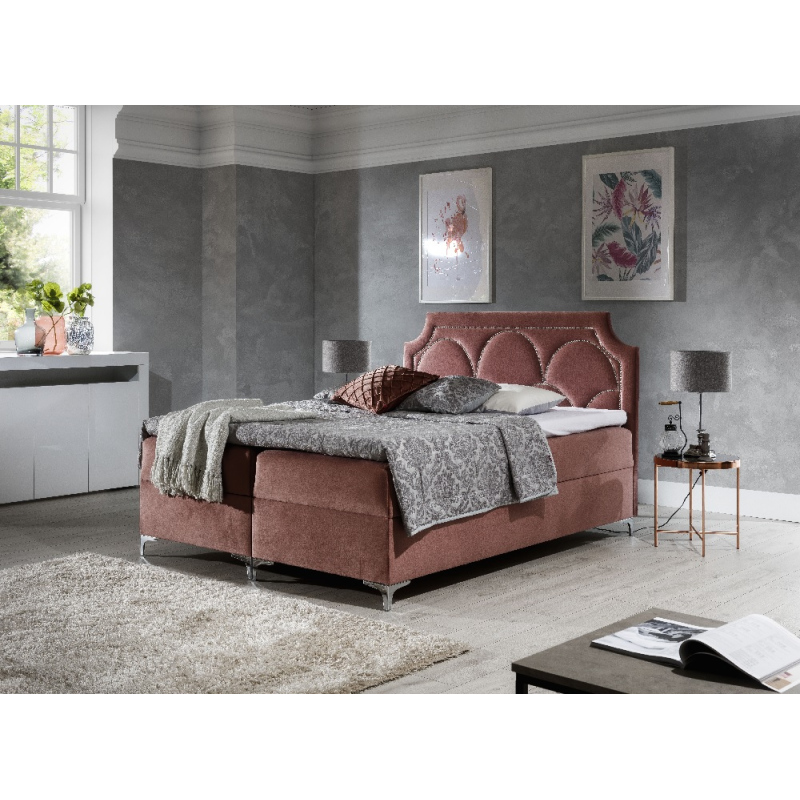 Cassandra fényűző ágy 160x200, fakó rózsaszín