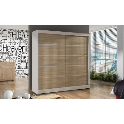 BULAN IV hálószoba szekrény, fehér, Sonoma tölgy ajtók