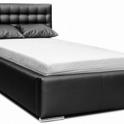 Natal Mini Elegáns kárpitozott ágy 90x200, fekete ökobőr