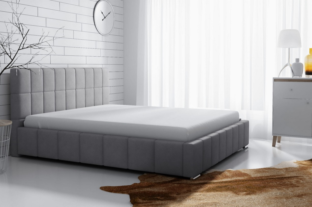 Lee finom kárpitozású ágy 200x200, szürke