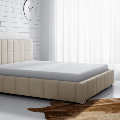 Lee finom kárpitozású ágy - 200x200, krémszínű